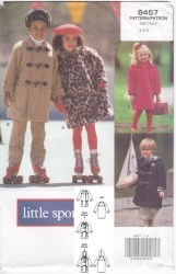 8457 VOGUE SPORTY 92 CHILDRENS LOOSE LINED 2 BREASTED COAT, HOOD PATTERN 7-10 UNCUT